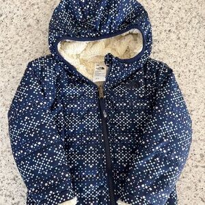 The North Face Blue and White Patterned Jacket